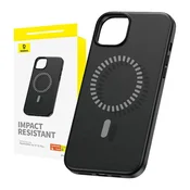 Maska Baseus magnetska maska za telefon za iPhone 15 Plus Fauxther Series (crna)