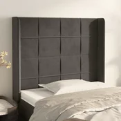 Vidaxl vidaXL Vzglavje s krilci temno sivo 93x16x118/128 cm žamet