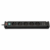 PODALJŠEK S STIKALOM PREMIUM 5x ŠUKO 2x USB 3m H05VV-F 3x1,5mm ČRN | Topdom