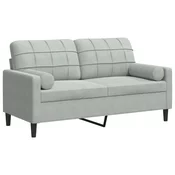 MAISON CHIC kavč - Sofa - Kanape dvosed z okrasnimi blazinami svetlo siv 140 cm žamet, (21727903)