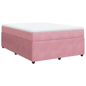 vidaXL vidaXL Box spring postelja z vzmetnico roza 140x190 cm žamet, (21307027)