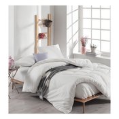 Bijela pamucna posteljina s plahlom boje mentola za bracni krevet Anna, 220 x 240 cm