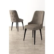 Hanah Home set trpezarijskih stolica Enoa 8 kom, kapucino tkanina Babyface, crne drvene noge