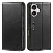 SHIELDON usnjena torbica za iPhone 16 6,1 (2024) – retro črna