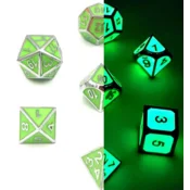 shumee Komplet 7 svetlečih kovinskih kock Whisper Glow RPG