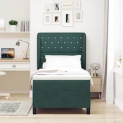 vidaXL vidaXL Jogična postelja z vzmetnico Temno zelena 90x190 cm Žamet, (22051815)
