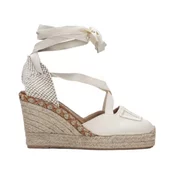 Hispanitas za ženske. HV243383 Bele usnjene espadrile Sofia 7 -Višina pete 7 cm (36), Bela, 5 do 8 cm, Čipke, Priložnostno