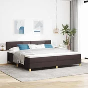 Vidaxl Postelja z vzmetnico z blazino Temno rjava 200 x 200 cm blago