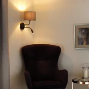 Duolla Stenska svetilka, žametna, črna/bež, bralna luč - spalnica - črna, bež - Tkanine/tekstil