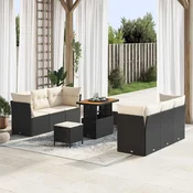 Sjedeća garnitura za vrt 9 pcs Crna i Krema poliratan 90 x 55 x 71 cm
