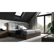 Boxspring postelja Wood 8 - 180x200 cm - temni hrast