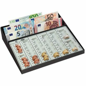 Uložnica za eurokovanice i novčanice, 270x255x65mm, Kapacitet: EUR 125.75, svjetlosiva