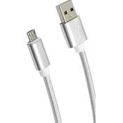 mobilNET Tekstilni podatkovni kabel Tip C 2A, 2M, Eko embalaža, Srebrn