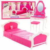 slomart Lean Toys set spalnica za punčke (postelja, toaletna mizica, stolček)