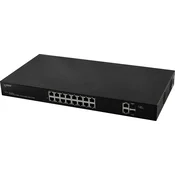 Pulsar Upravljaški mrežni stikalo PULSAR SF116 Fast Ethernet PoE, 16 portov, 1U, črno, z račno montažo