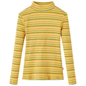 vidaXL Otroška majica z dolgimi rokavi visoki ovratnik oker 128, (21048172)