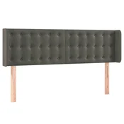 Vidaxl Vzglavje z ušesi temno sivo 147x16x78/88 cm žamet