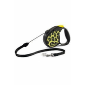 Flexi Safari Leopard povodac M do 20 kg, 5 m uže - žuta