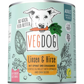 VEGDOG Mokra pasja hrana Adult - leča in proso - 800 g