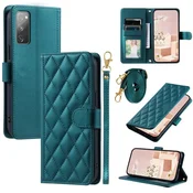 GS Ovitek za Samsung Galaxy S20 FE z naslonom, romboidni, usnjen, temno zelen