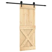 Vidaxl Drsna vrata Naravna in črna 80 x 210 cm Masiven borov les