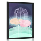 Plakat mavrica nas abstraktnim travnikom Mid-Century - 30x45 no frame