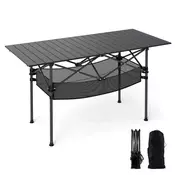 Northix Zložljiva kamp miza aluminij črna 119x56 cm 100 kg