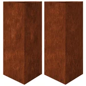 Vidaxl Vrtno korito 2kosa trikotnik 40x34,5x75cm vremensko odporno jeklo