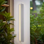 Zunanja LED-stenna svetilka Lucande Melira, dolžina 100 cm, svetlo siva - Sodobni - Aluminij
