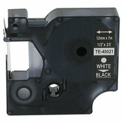 Toner123 Kompatibilen trak za Dymo D1 45021/LabelManager/LabelPoint/LabelWriter/Rhino/MobileLabeler 12mm (1/2) x 7m - bel izpis/črn trak