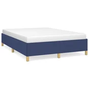 Vidaxl Posteljni okvir brez vzmetnice moder 140x190 cm blago