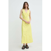 Pamucna haljina Karl Lagerfeld boja: žuta, maxi, širi se prema dolje