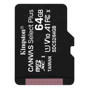 Kingston memorijska kartica 64GB microSDXC Canvas Select Plus kl. 10 UHS-I 100 MB/s