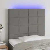 Vidaxl vidaXL Vzglavje postelje z LED diodo temno sivo 90x5x118/128 cm blago