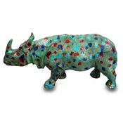 Casa Padrino Luxury Designer Decorative Bronze Sculpture Rhino Green/Multicolored 35 x 7 x H. 17 cm - Handmade Bronze Decorative Figure - Desk Decoration - Luxury Quality - Made in Italy