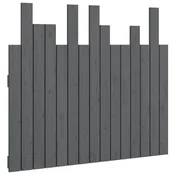Vidaxl Stensko posteljno vzglavje sivo 95,5x3x80 cm trdna borovina