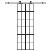 Vidaxl Drsna vrata z opremo črna 76x205 cm ESG steklo
