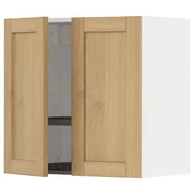 METOD Viseča omarica+odcejalnik/2 vrata, bela/Forsbacka hrast, 60x60 cm