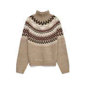 VERO MODA Pulover VMMAPLE temno siva/vinsko rdeča/črna/bela