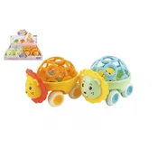 Teddies Avtomobilček z ropotuljico žival iz plastike 14cm 2 barvi prosti tek 3m+