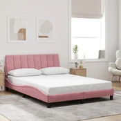 shumee vidaXL Posteljni okvir z vzglavjem roza 120x200 cm žamet
