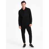 OMBRE Moška majica s polo ovratnikom + hlače črna MDN124198 XXL