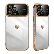 shumee OVITEK ZA APPLE IPHONE 15 PRO MAX ZLAT OKVIR SRČEK ZAŠČITA ZA KAMERO A3106