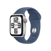 OpenBox - Apple Watch SE GPS + Cellular 40 mm srebrno aluminijsko kućište s denim sportska narukvica-om - M/L