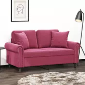 Dvosjed s ukrasnim jastucima boja vina 120 cm baršunasti