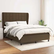 Greatstore Box spring postelja z vzmetnico temno rjav 140x190 cm blago