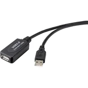 Renkforce Renkforce USB kabel USB 2.0 USB-A vtič\, USB-A vtičnica 10.00 m črna aktivno z ojačitvijo signala RF-4535084, (20416570)