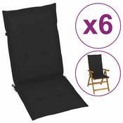 Jastuci za vrtne stolice 6 kom crni 120 x 50 x 3 cm od tkanine