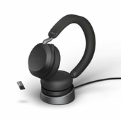 Jabra Evolve2 75 slušalice USB-A bežicni Bluetooth crni sa stanicom za punjenje [MS certificiran]