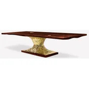 Casa Padrino Luxury Designer Dining Table Brown/Gold 450 x 150 x H. 76 cm - Rectangular Dining Table - Italian Luxury Dining Room Furniture - Luxury Furnishings - Luxury Quality - Made in Italy
